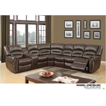 U98780-sectional-ac - Brown Global Furniture U98780 - Brown Living Room Furniture Sectional
