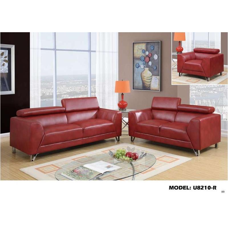 U8210-s - Pluto Red Global Furniture U8210 - Pluto Red Living Room Furniture Sofa