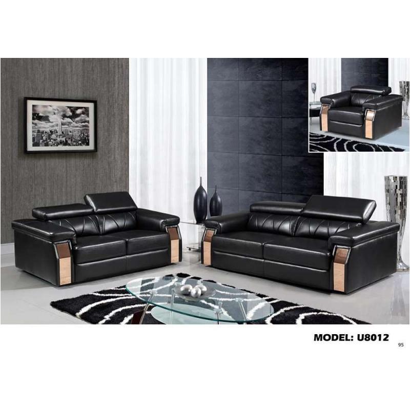 U8012-s - Leather Gel - Blanche Black Global Furniture U8012 - Leather Gel - Blanche Black Living Room Furniture Sofa