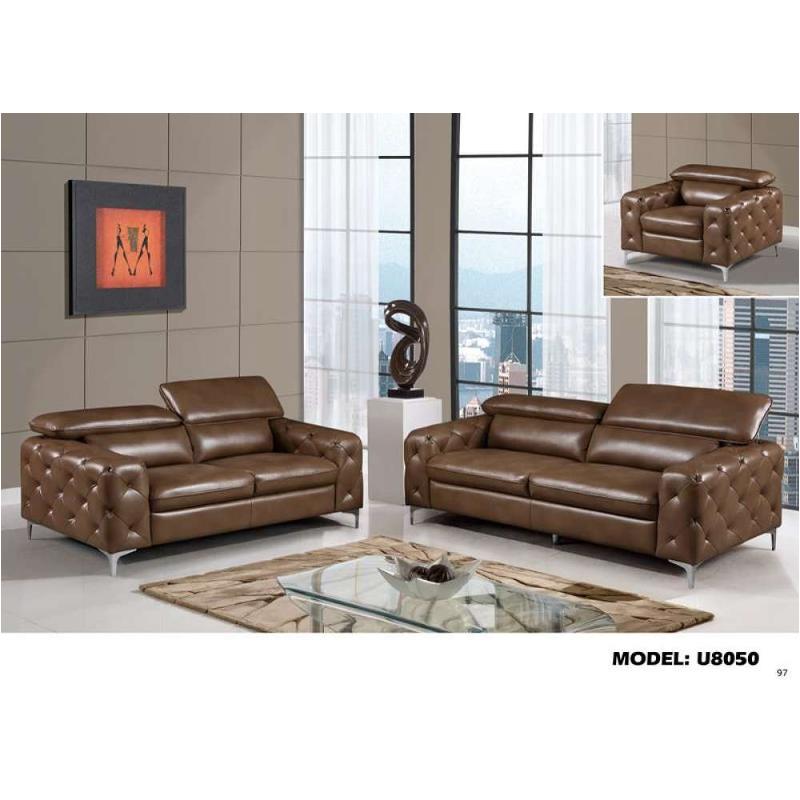 U8050-l - Leather Gel - Blanche Walnut Global Furniture U8050 - Leather Gel - Blanche Walnut Living Room Furniture Loveseat