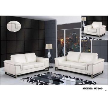 U7660-s - Leather Gel - Blanche White Global Furniture U7660 - Leather Gel - Blanche White Living Room Furniture Sofa