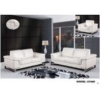 U7660-l - Leather Gel - Blanche White Global Furniture U7660 - Leather Gel - Blanche White Living Room Furniture Loveseat