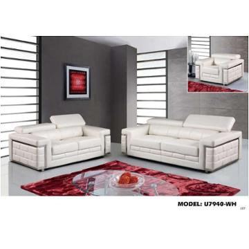 U7940-s - Leather Gel - Blanche White Global Furniture U7940 - Leather Gel - Blanche White Living Room Furniture Sofa