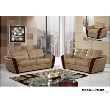 Ufm206-s - Leather Gel - Blanche Ivory Global Furniture Ufm206 - Leather Gel - Blanche Ivory Living Room Furniture Sofa