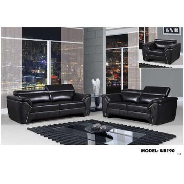 U8190-s - Leather Gel - Blanche Black Global Furniture U8190 - Leather Gel - Blanche Black Living Room Furniture Sofa