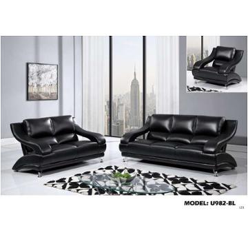 U982-l - Pluto Black Global Furniture U982 - Pluto Black Living Room Furniture Loveseat