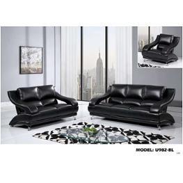 U982-l - Pluto Black Global Furniture U982 - Pluto Black Living Room Furniture Loveseat