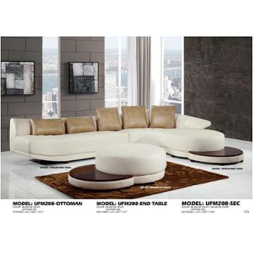 Ufm208-sec-e - Leather Gel - Blanche Milky/ivory Global Furniture Ufm208 - Leather Gel - Blanche Milky And Ivory Living Room Furniture Sectional