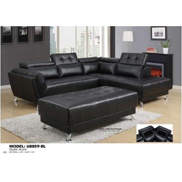 U8859-sectional-r - Black Global Furniture U8859 - Black Living Room Furniture Sectional
