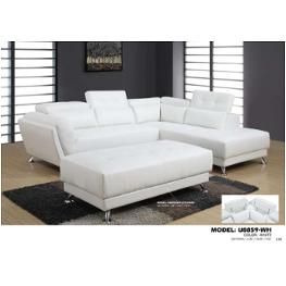 U8859-sectional-l - White Global Furniture U8859 - White Living Room Furniture Sectional