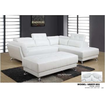 U8859-o - White Global Furniture U8859 - White Living Room Furniture Ottoman