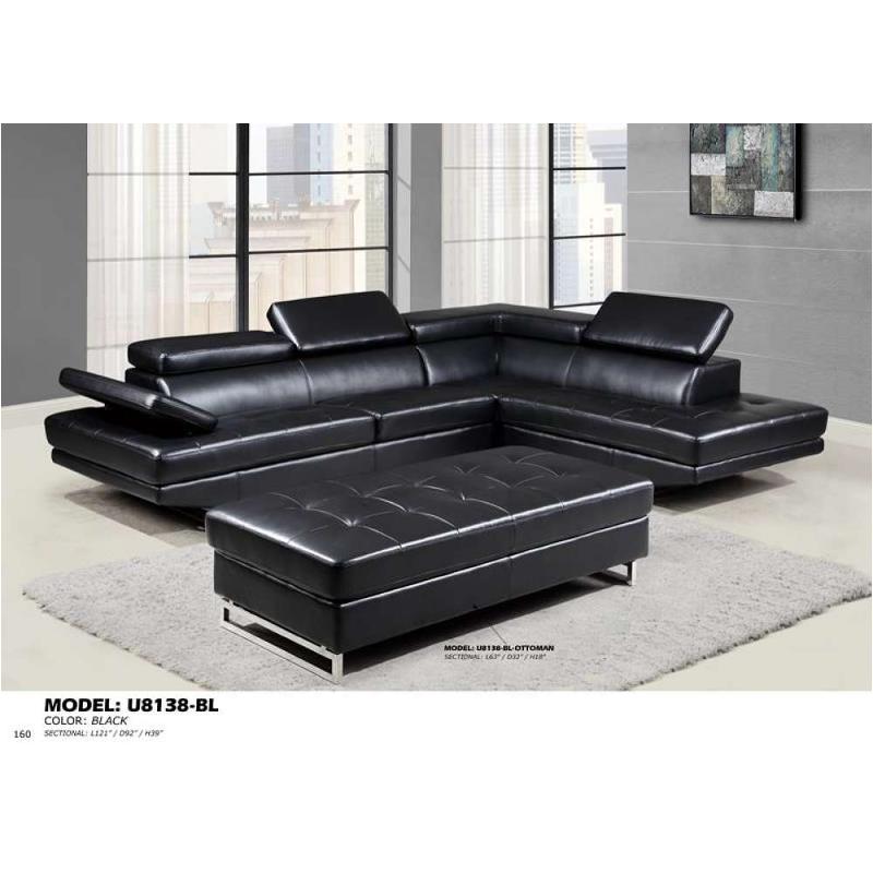 U8138-o - Bonded - Black Global Furniture U8138 - Bonded - Black Living Room Furniture Ottoman