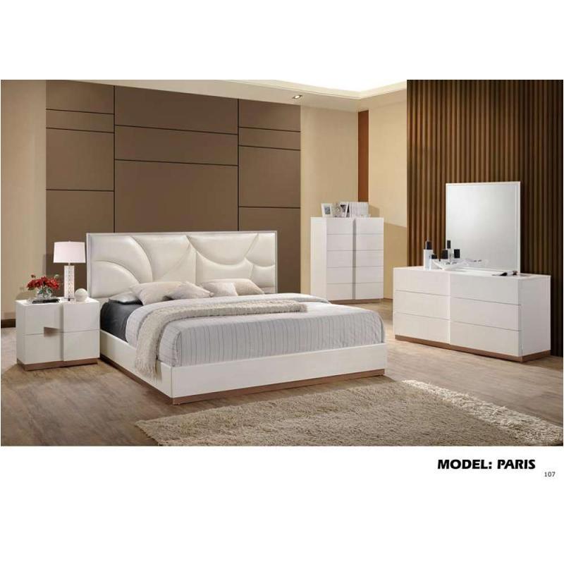 Paris-lc-qb Global Furniture Paris - Leather Cream Bedroom Furniture Bed