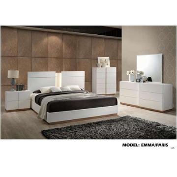 Emma-lc-kb Global Furniture Emma/paris- Leather Cream Bedroom Furniture Bed