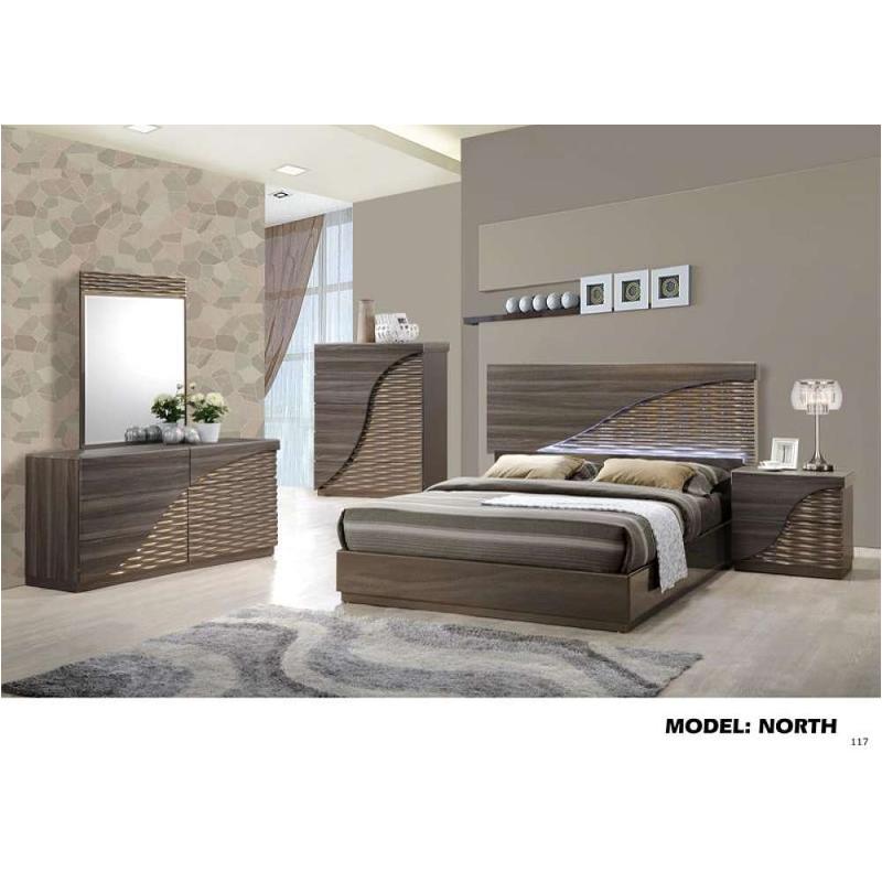 North-zg-kb Global Furniture North - Zebra Wood - Gold Line Bedroom Furniture Bed