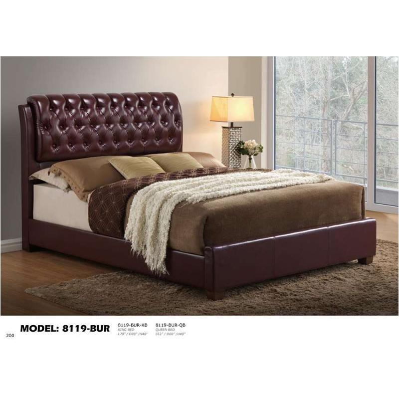 8119-bu-kb Global Furniture 8119 - Burgundy Bedroom Furniture Bed
