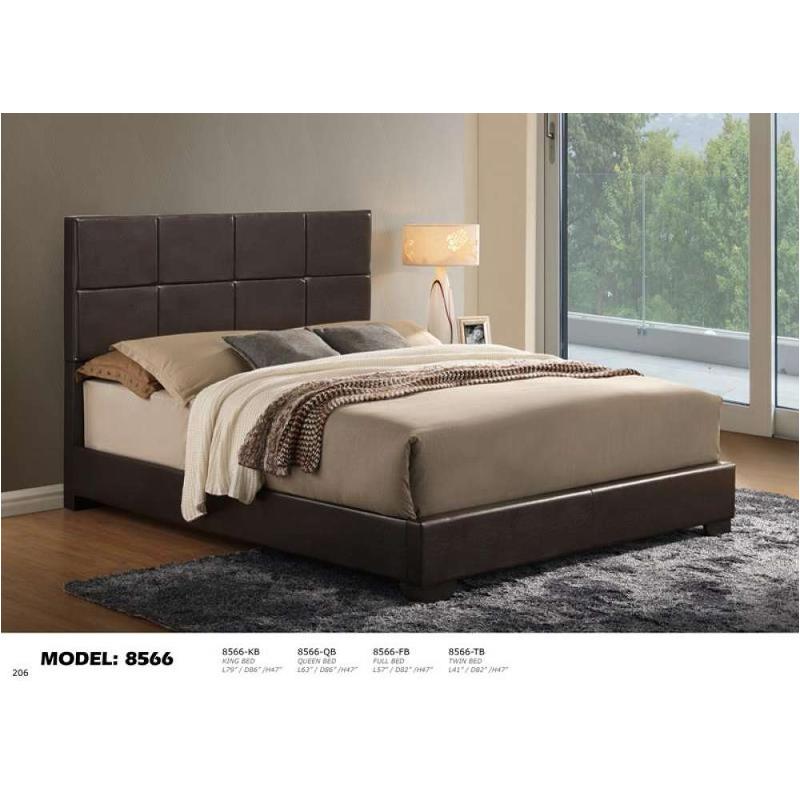 8566-bg-qb Global Furniture 8566 - Brown Gloss Bedroom Furniture Bed