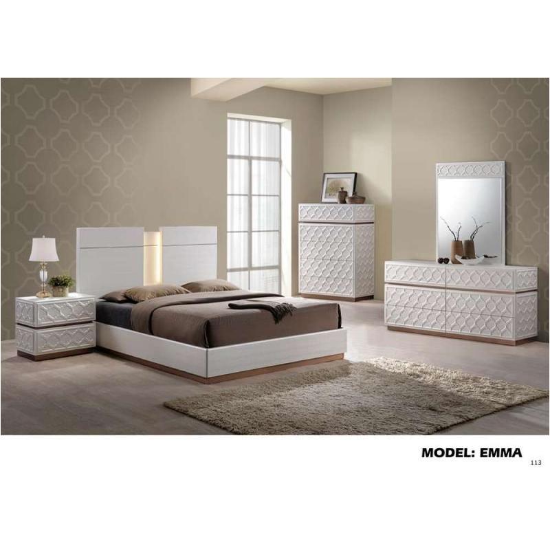 Emma-n Global Furniture Emma - Leather Cream Bedroom Furniture Nightstand