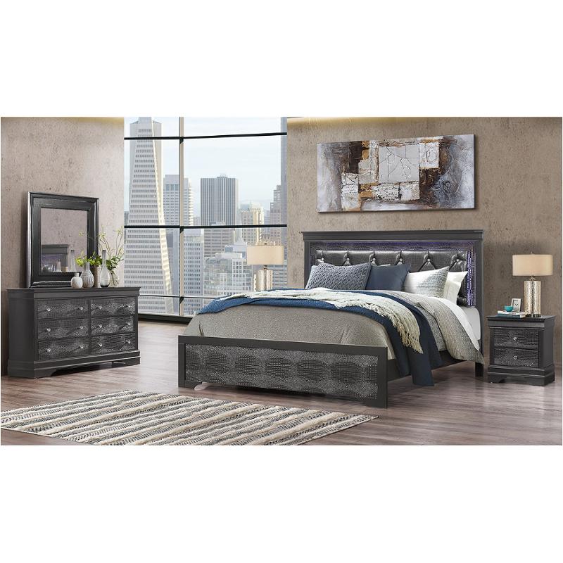 Pompei Mg Qb Global Furniture Pompei Metallic Grey Queen Bed