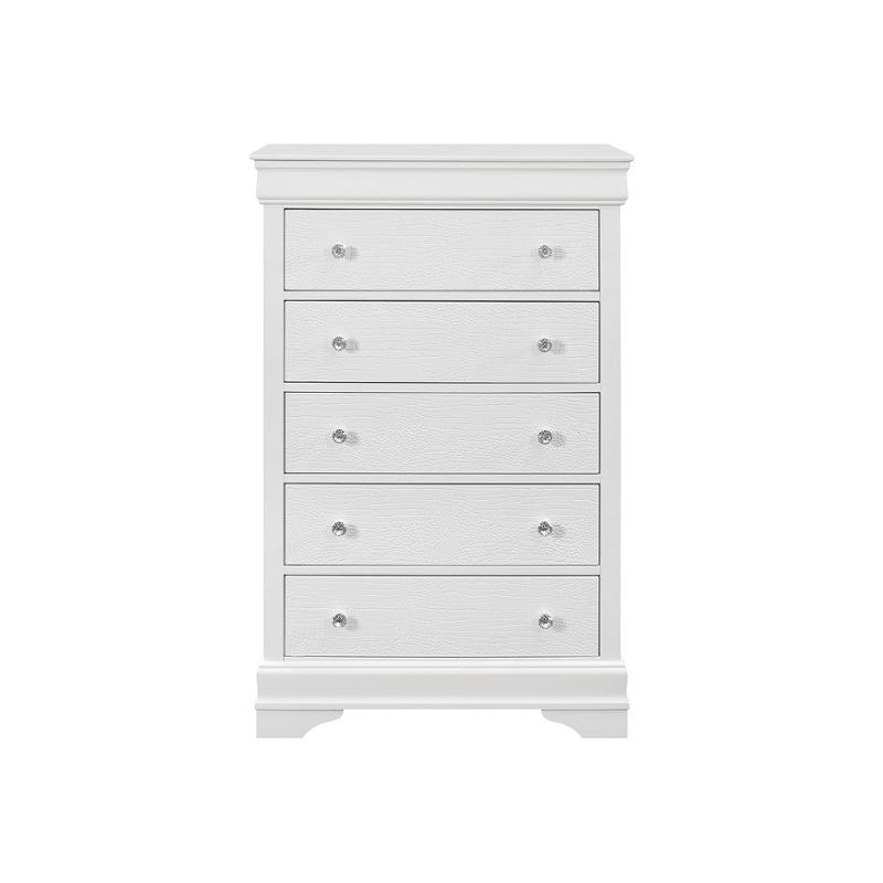 Pompei-mw-ch Global Furniture Pompei - Metallic White Bedroom Furniture Chest