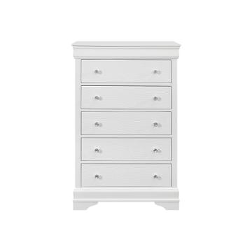 Pompei-mw-ch Global Furniture Pompei - Metallic White Bedroom Furniture Chest