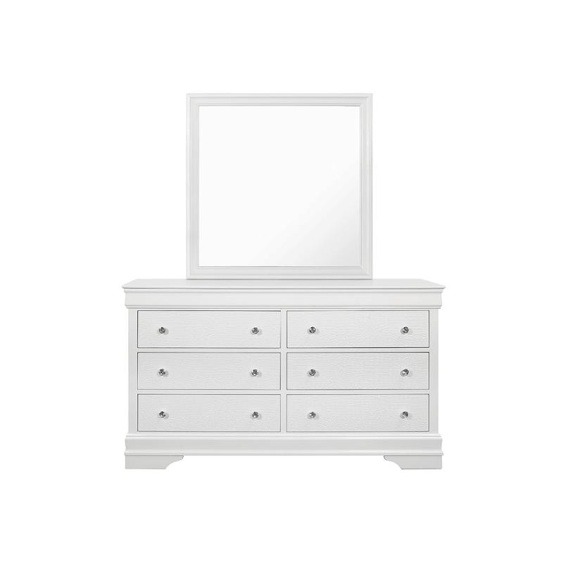 Pompei-mw-m Global Furniture Pompei - Metallic White Bedroom Furniture Mirror