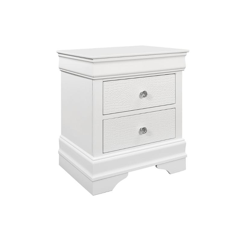 Pompei-mw-ns Global Furniture Pompei - Metallic White Bedroom Furniture Nightstand