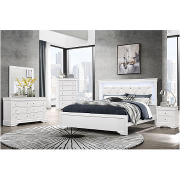 Pompei-mw-fb Global Furniture Pompei - Metallic White Bedroom Furniture Bed