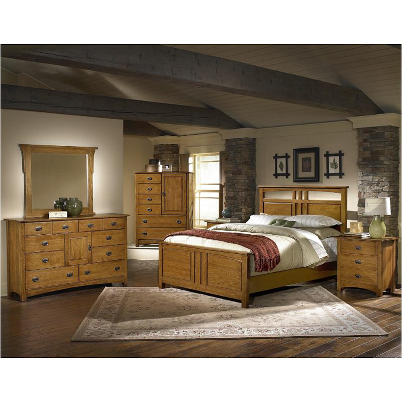 322-668 Vaughan Bassett Furniture Simply Arts And Crafts - Light Oak Bedroom Furniture Bed