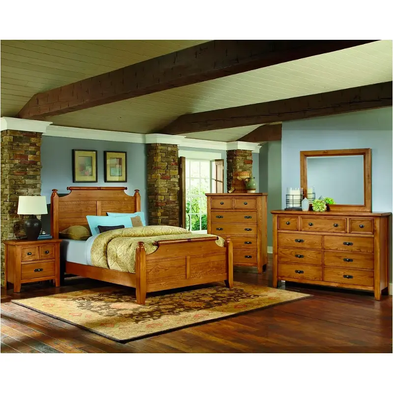 Bb54-557 Vaughan Bassett Furniture Queen Broomhandle Bed - Oak