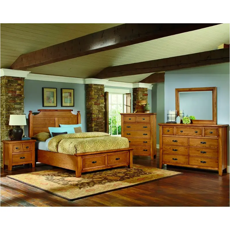 Bb54-557-st Vaughan Bassett Furniture Timber Mill - Oak Bed