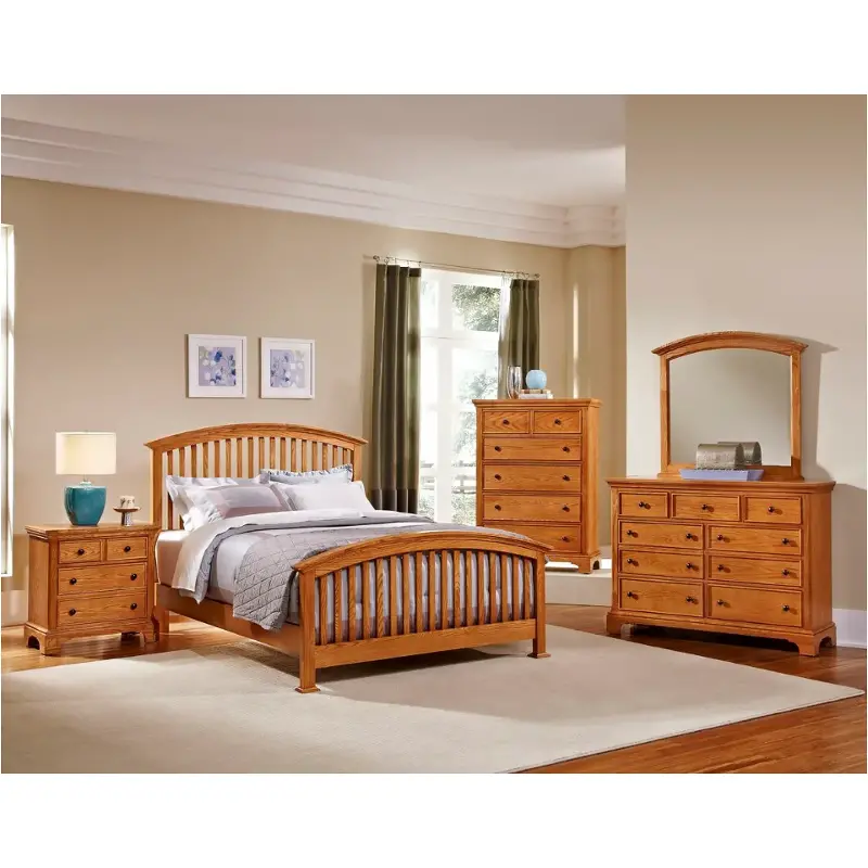 Bb75-559 Vaughan Bassett Furniture Queen Arched Bed - Medium Oak