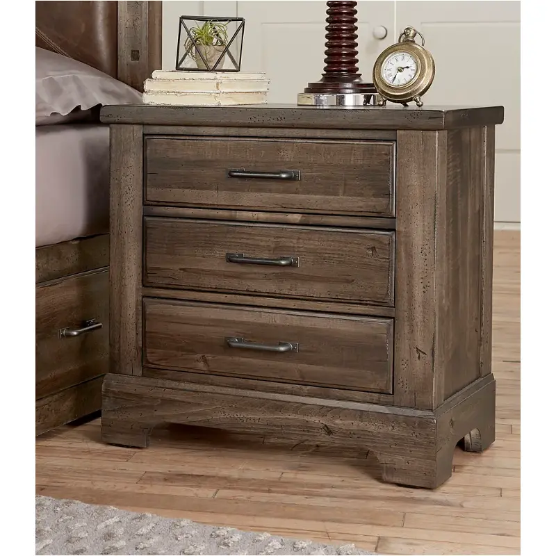 170-227 Vaughan Bassett Furniture Cool Rustic - Mink Bedroom Furniture Nightstand