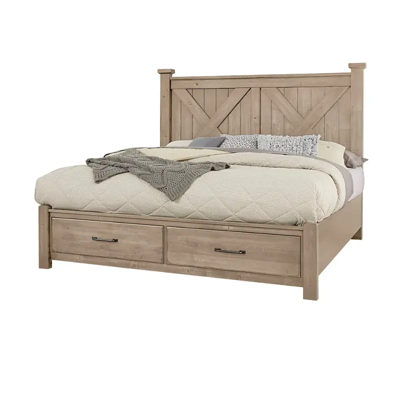 176-557-050b-502-555 Vaughan Bassett Furniture Cool Rustic - Clear Maple Bedroom Furniture Bed