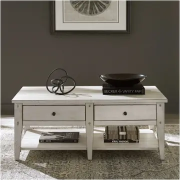 110w-ot1010 Liberty Furniture Lake House - Weathered White Living Room Furniture Cocktail Table