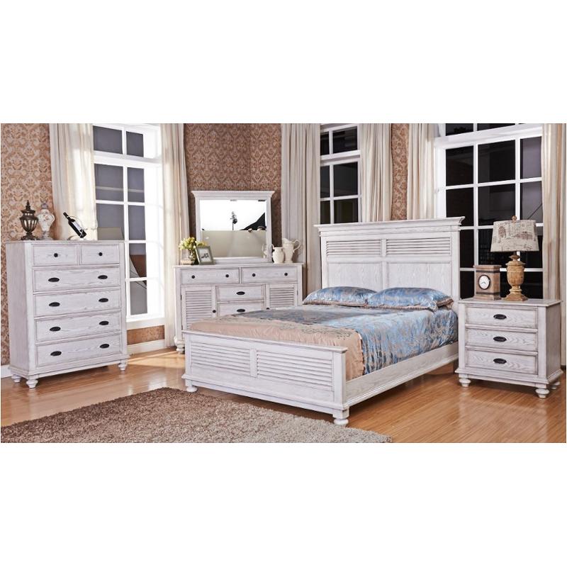 00-220-315-wht New Classic Furniture Lakeport - Driftwood Bedroom Furniture Bed