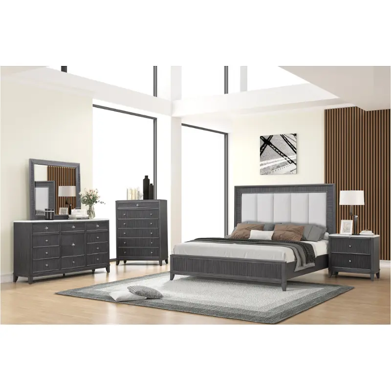 B2900g-310 New Classic Furniture Palm Beach - Dolphin Gray Bedroom Furniture Bed