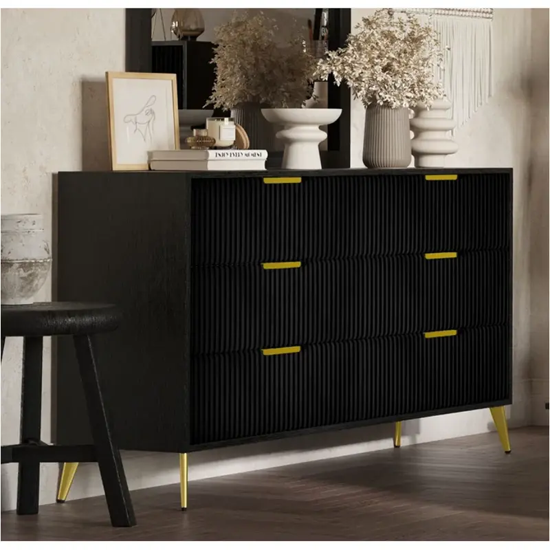 B4378k-050 New Classic Furniture Kailani - Black Bedroom Furniture Dresser