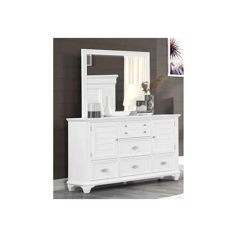B2118-050 New Classic Furniture Jamestown - White Dresser- White