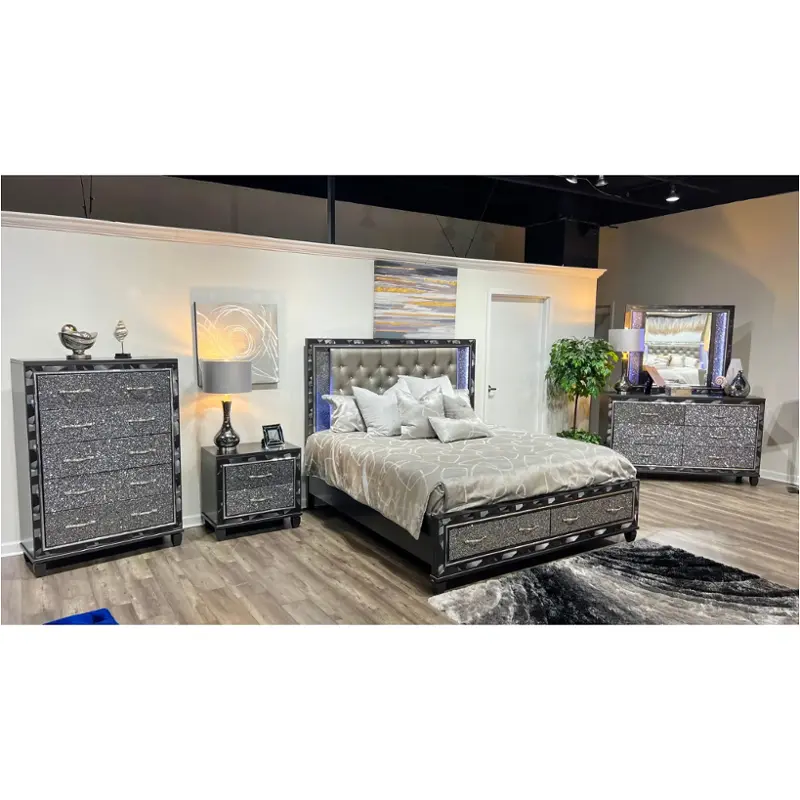 B976k-110-128-338 New Classic Furniture Radiance - Black Pearl Bedroom Furniture Bed