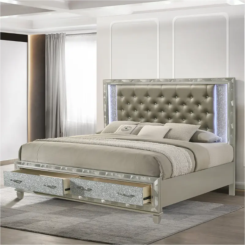 B976s-110-128-338 New Classic Furniture Radiance Silver Bedroom Furniture Bed