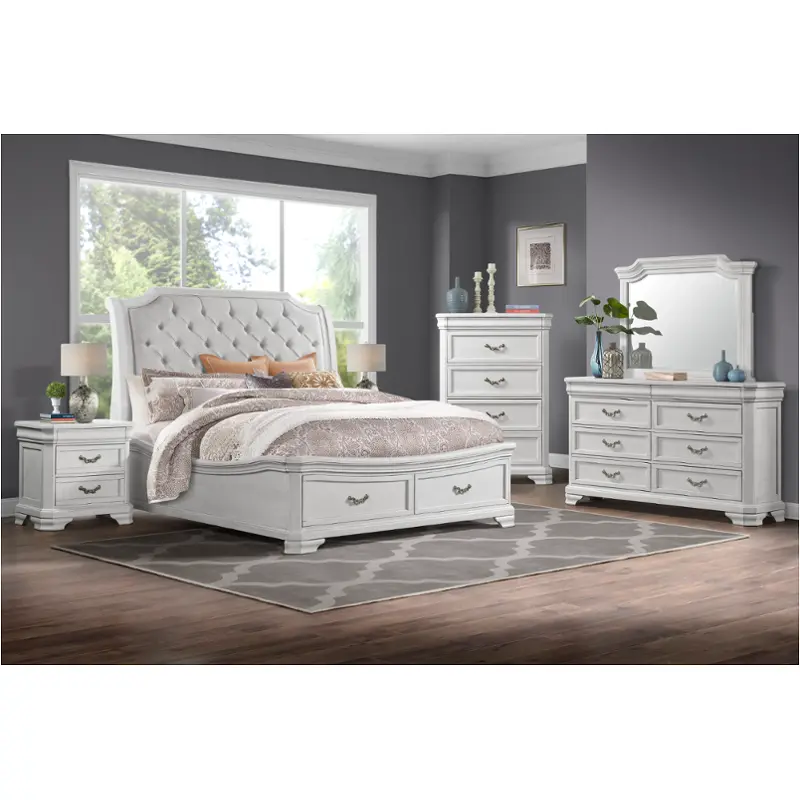 B493w-110 New Classic Furniture Lyndhurst - Vintage White Bedroom Furniture Bed