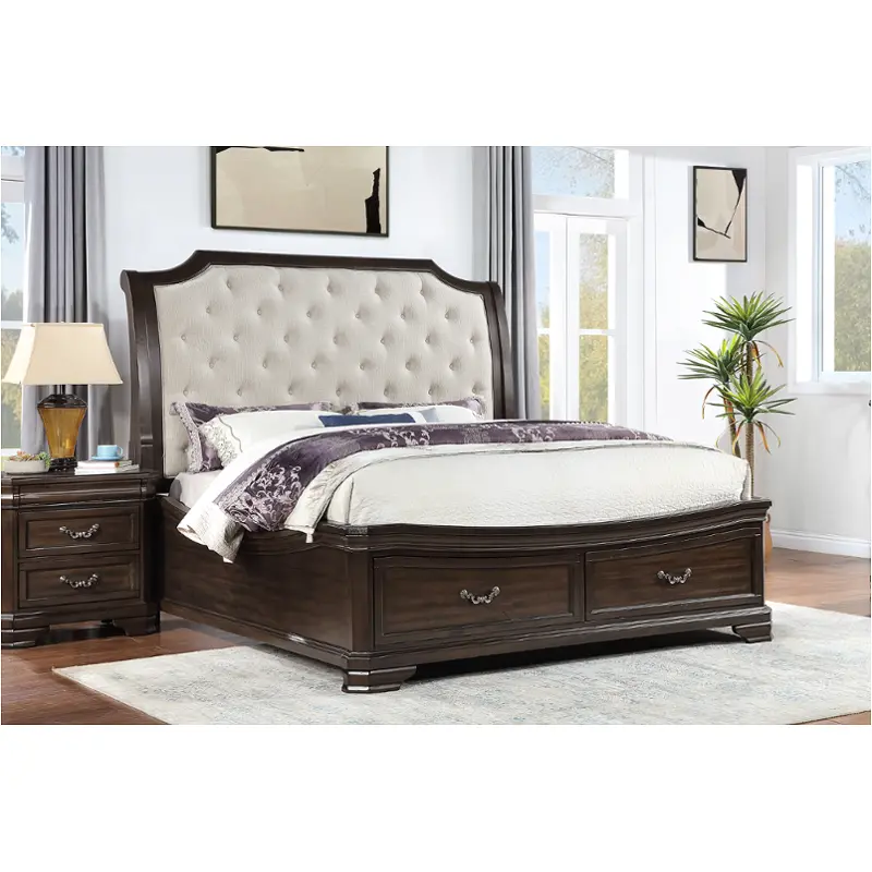 B493b-110 New Classic Furniture Lyndhurst - Walnut Bedroom Furniture Bed