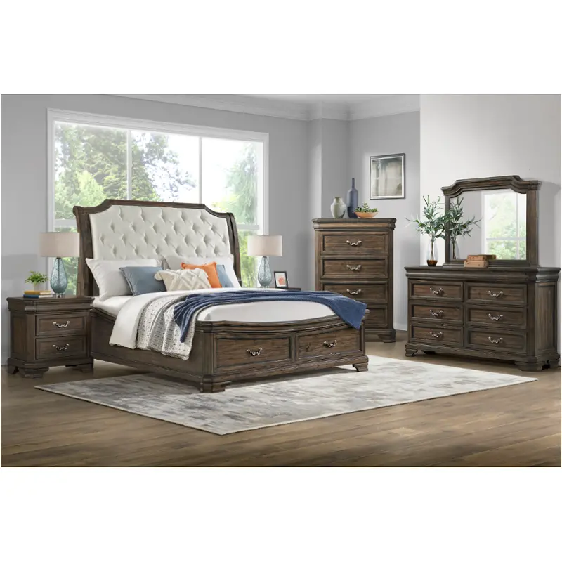 B493b-310 New Classic Furniture Lyndhurst - Walnut Bedroom Furniture Bed