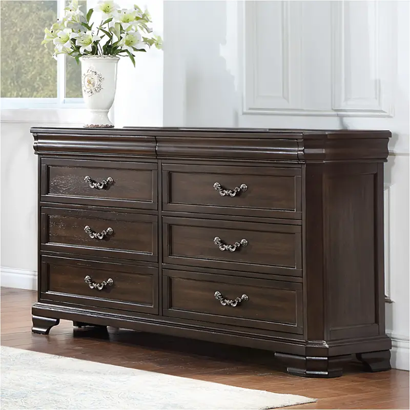 new classic dresser NEW CLASSIC HOME FURNISHINGS New Classic Furniture Mariana Vintage Mocha  Wood 9-Drawer 68 in. Dresser with Mirror 00-B2114B-DM
