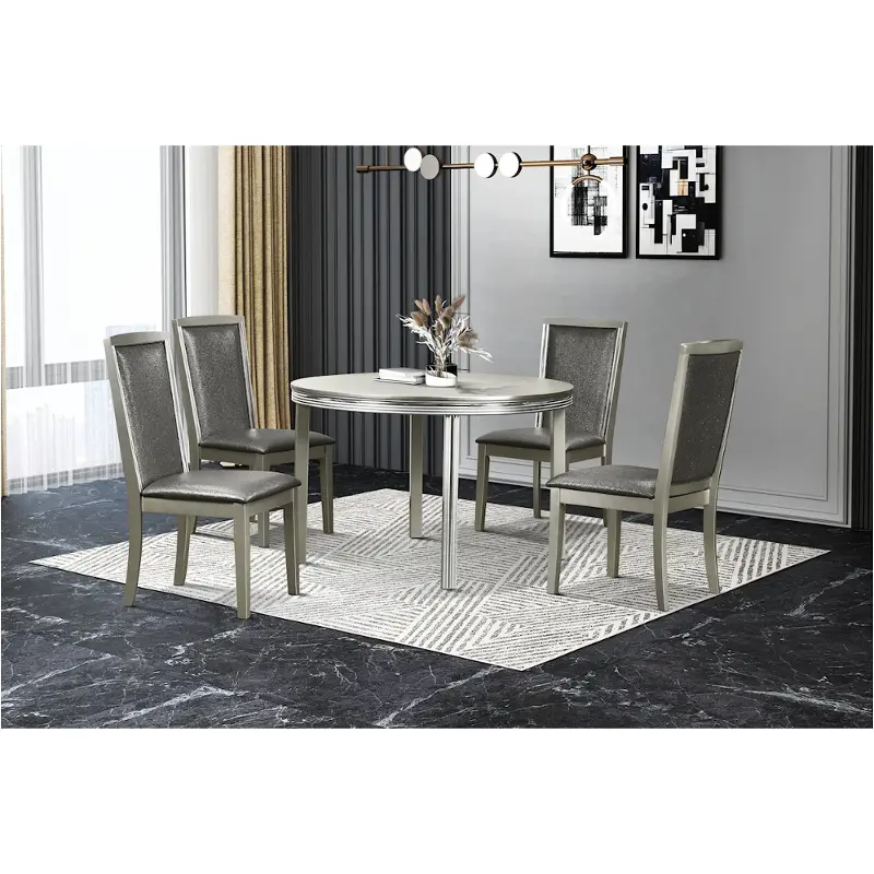 D2210-11 New Classic Furniture Lumina - Silver Dining Room Furniture Dining Table
