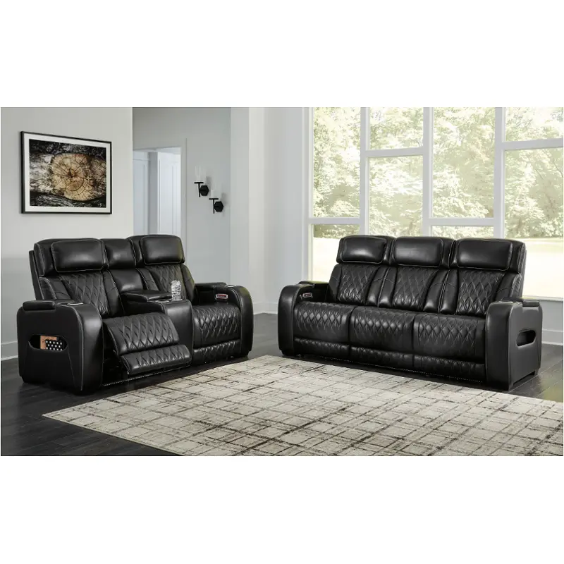 U271 Power Reclining Living Room Set Black Ashley Furniture