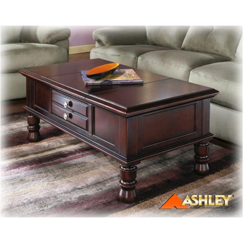 T413-20 Ashley Furniture Storage Cocktail Merlot Finish