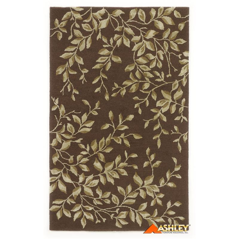 R039002 Stencil Leaf - Brown Ashley Furniture Accent Furniture Area Rug