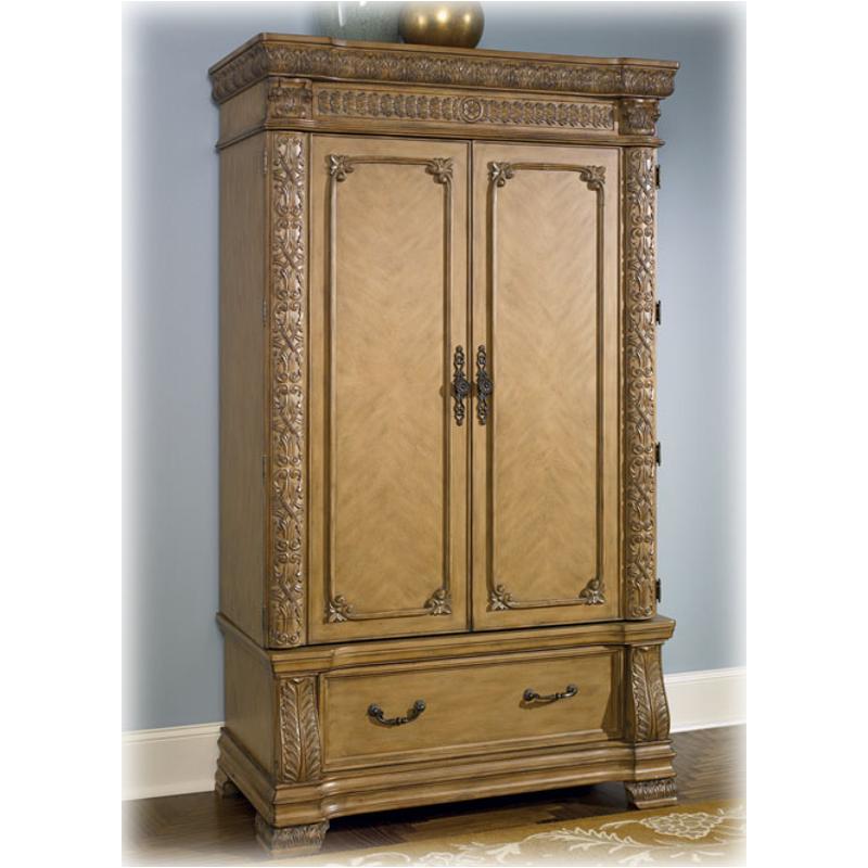 B557-49b Ashley Furniture Ladora Armoire Base Lt Brown Fnsh